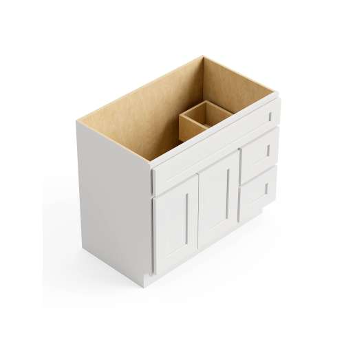 Framington 36-in x 18-in x 31-in Assembled Remington Double Door with Two Right-Side Drawers Vanity Base Cabinet, White, SMV361831DR-2D-ASM-FR01-WH