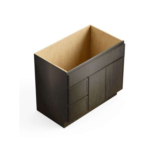 SMV3621DL-2D-ASM-FR02-SG Framington 36-in x 21-in x 35-in Assembled Latitude Vanity Combo Base Cabinet With Two Drawers on Left, Smokey Grey