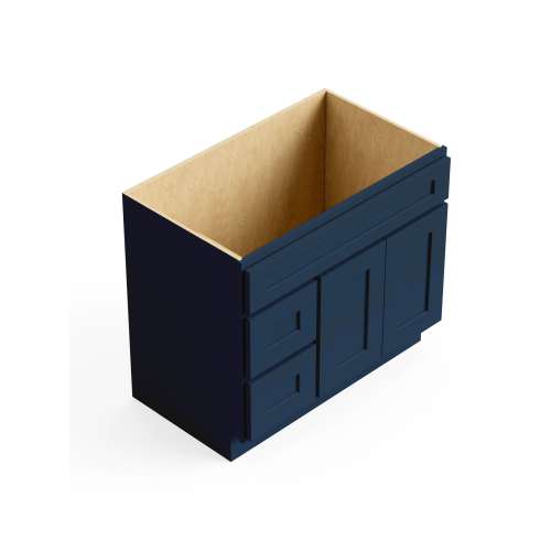 SMV3621DL-2D-ASM-FR01-NB Framington 36-in x 21-in x 35-in Assembled Remington Vanity Combo Base Cabinet With Two Drawers on Left, Navy Blue