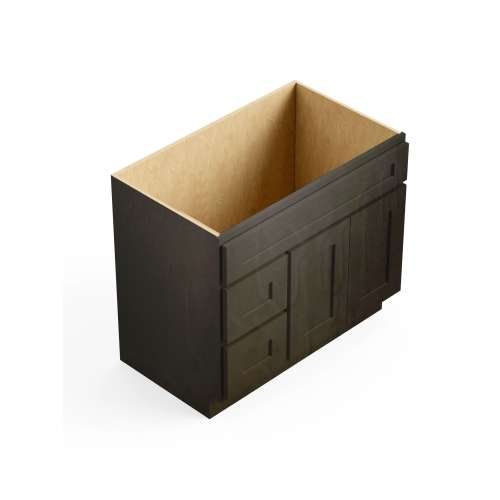 SMV3621DL-2D-ASM-FR01-SG Framington 36-in x 21-in x 35-in Assembled Remington Vanity Combo Base Cabinet With Two Drawers on Left, Smokey Grey