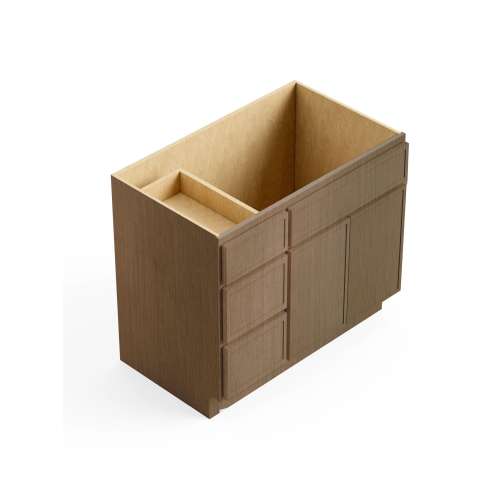 SMV3621DL-RTA-FR02-TW Framington 36-in x 21-in x 35-in Ready to Assemble Latitude Vanity Combo Base Cabinet With Three Drawers on Left, Tan Wood