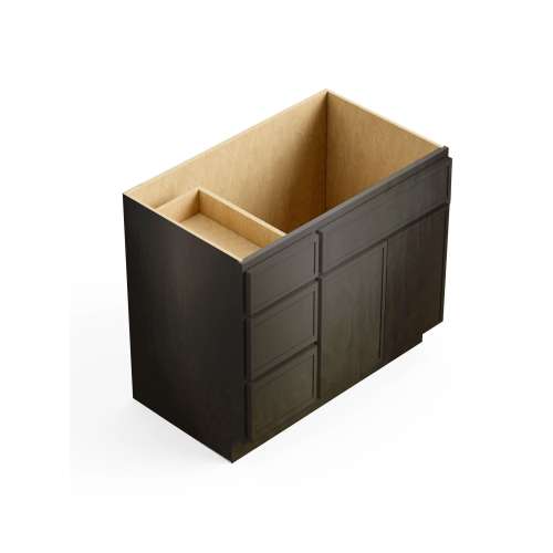 SMV3621DL-RTA-FR02-SG Framington 36-in x 21-in x 35-in Ready to Assemble Latitude Vanity Combo Base Cabinet With Three Drawers on Left, Smokey Grey