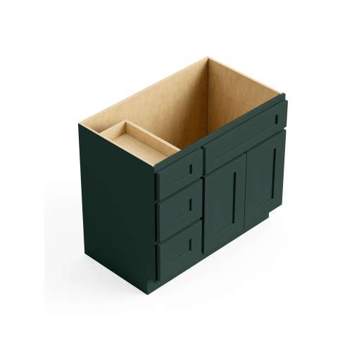 SMV3621DL-RTA-FR01-GR Framington 36-in x 21-in x 35-in Ready To Assemble Remington Vanity Combo Base Cabinet With Three Drawers on Left, Green