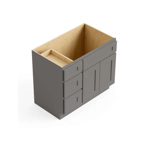 SMV3621DL-RTA-FR01-LG Framington 36-in x 21-in x 35-in Ready To Assemble Remington Vanity Combo Base Cabinet With Three Drawers on Left, Light Grey