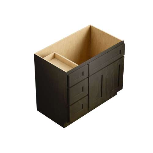 SMV3621DL-RTA-FR01-SG Framington 36-in x 21-in x 35-in Ready To Assemble Remington Vanity Combo Base Cabinet With Three Drawers on Left, Smokey Grey