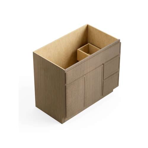 SMV3621DR-2D-RTA-FR02-TW Framington 36-in x 21-in x 35-in Ready to Assemble Latitude Vanity Combo Base Cabinet With Two Drawers on Right, Tan Wood