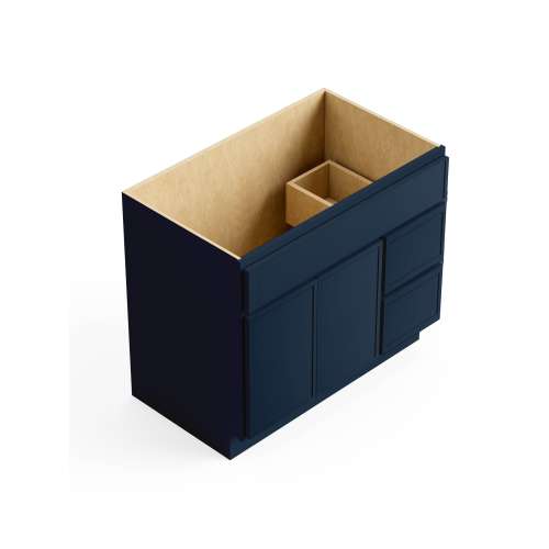 SMV3621DR-2D-RTA-FR02-NB Framington 36-in x 21-in x 35-in Ready to Assemble Latitude Vanity Combo Base Cabinet With Two Drawers on Right, Navy Blue