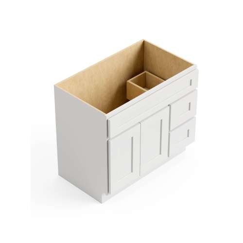 SMV3621DR-2D-RTA-FR01-WH Framington 36-in x 21-in x 35-in Ready to Assemble Remington Vanity Combo Base Cabinet With Two Drawers on Right, White