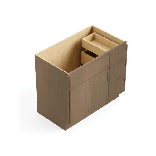 SMV3621DR-RTA-FR02-TW Framington 36-in x 21-in x 35-in Ready to Assemble Latitude Vanity Combo Base Cabinet With Three Drawers on Right, Tan Wood