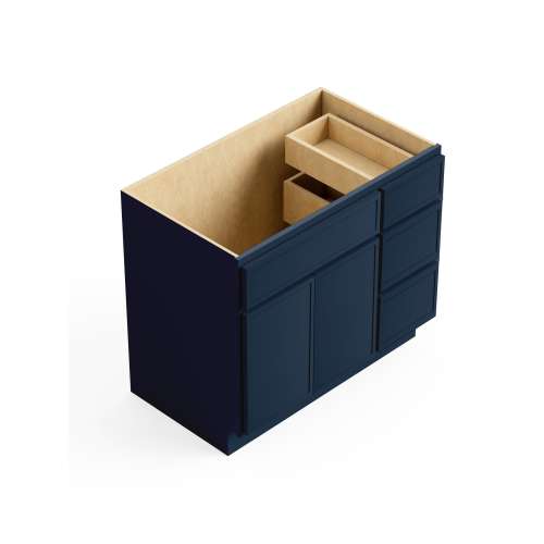 SMV3621DR-RTA-FR02-NB Framington 36-in x 21-in x 35-in Ready to Assemble Latitude Vanity Combo Base Cabinet With Three Drawers on Right, Navy Blue