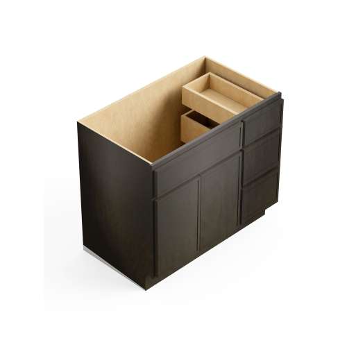 SMV3621DR-RTA-FR02-SG Framington 36-in x 21-in x 35-in Ready to Assemble Latitude Vanity Combo Base Cabinet With Three Drawers on Right, Smokey Grey