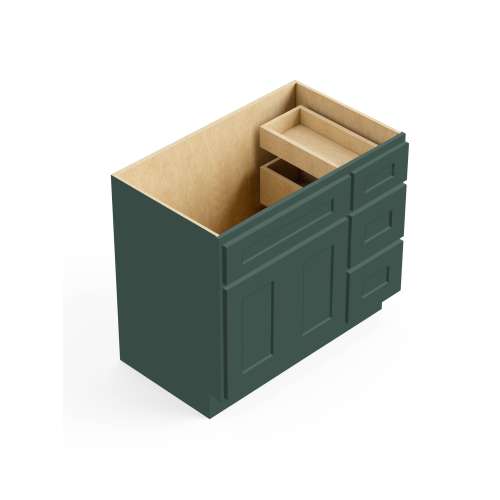 SMV3621DR-RTA-FR01-GR Framington 36-in x 21-in x 35-in Ready To Assemble Remington Vanity Combo Base Cabinet With Three Drawers on Right, Green
