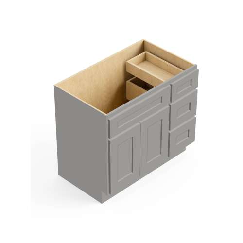 SMV3621DR-RTA-FR01-LG Framington 36-in x 21-in x 35-in Ready To Assemble Remington Vanity Combo Base Cabinet With Three Drawers on Right, Light Grey