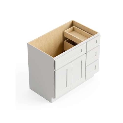 SMV3621DR-RTA-FR01-WH Framington 36-in x 21-in x 35-in Ready To Assemble Remington Vanity Combo Base Cabinet With Three Drawers on Right, White