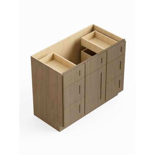 SMVDDB42-RTA-FR01-TW Framington 42-in x 21-in x 35-in Ready To Assemble Remington Vanity Combo Base Cabinet With Double Drawer Stack, Tan Wood