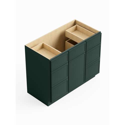 SMVDDB42-ASM-FR02-GR Framington 42-in x 21-in x 35-in Assembled Latitude Vanity Combo Base Cabinet With Double Drawer Stack, Green