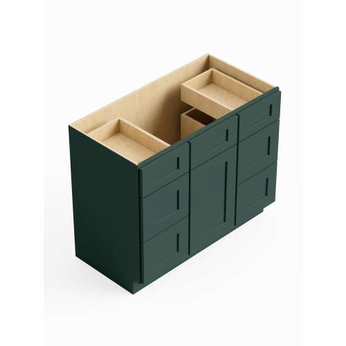 SMVDDB42-RTA-FR01-GR Framington 42-in x 21-in x 35-in Ready To Assemble Remington Vanity Combo Base Cabinet With Double Drawer Stack, Green