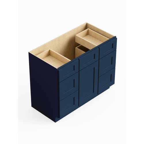 SMVDDB42-RTA-FR01-NB Framington 42-in x 21-in x 35-in Ready To Assemble Remington Vanity Combo Base Cabinet With Double Drawer Stack, Navy Blue