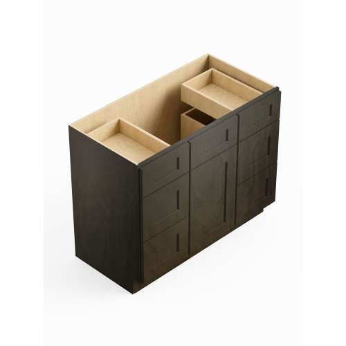 SMVDDB42-RTA-FR01-SG Framington 42-in x 21-in x 35-in Ready To Assemble Remington Vanity Combo Base Cabinet With Double Drawer Stack, Smokey Grey