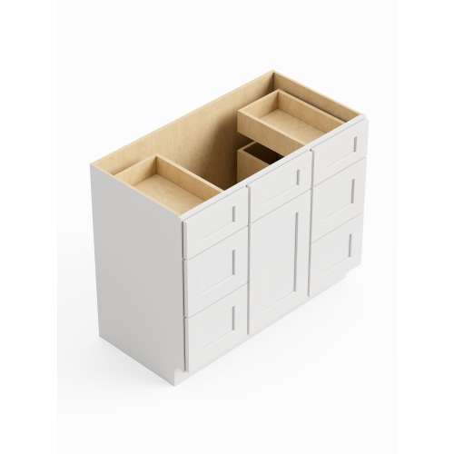 SMVDDB42-RTA-FR01-WH Framington 42-in x 21-in x 35-in Ready To Assemble Remington Vanity Combo Base Cabinet With Double Drawer Stack, White