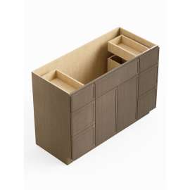 SMVDDB60-RTA-FR02-TW Framington 60-in x 21-in x 35-in Ready to Assemble Latitude Vanity Combo Base Cabinet With Double Drawer Stack, Tan Wood