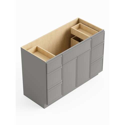 SMVDDB48-RTA-FR02-LG Framington 48-in x 21-in x 35-in Ready to Assemble Latitude Vanity Combo Base Cabinet With Double Drawer Stack, Light Grey