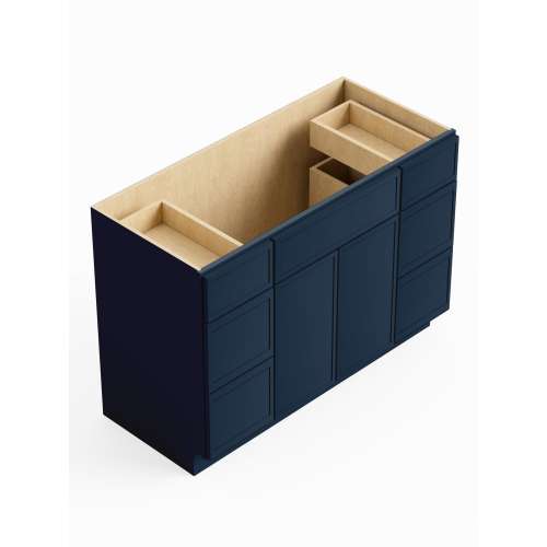 SMVDDB48-RTA-FR02-NB Framington 48-in x 21-in x 35-in Ready to Assemble Latitude Vanity Combo Base Cabinet With Double Drawer Stack, Navy Blue