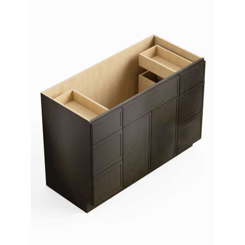 SMVDDB48-ASM-FR02-SG Framington 48-in x 21-in x 35-in Assembled Latitude Vanity Combo Base Cabinet With Double Drawer Stack, Smokey Grey