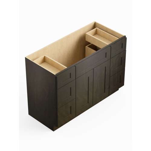 SMVDDB48-RTA-FR01-SG Framington 48-in x 21-in x 35-in Ready To Assemble Remington Vanity Combo Base Cabinet With Double Drawer Stack, Smokey Grey