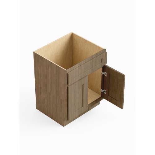 SMVS30S-RTA-FR01-TW Framington 30-in x 21-in x 35-in Ready To Assemble Remington Double Door Single Drawer Front Vanity Sink Base Cabinet, Tan Wood