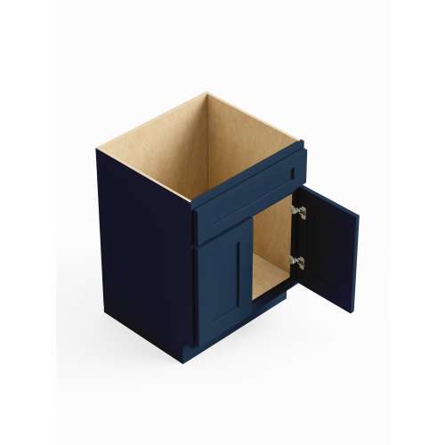 SMVS30S-ASM-FR01-NB Framington 30-in x 21-in x 35-in Assembled Remington Double Door Single Drawer Front Vanity Sink Base Cabinet, Navy Blue