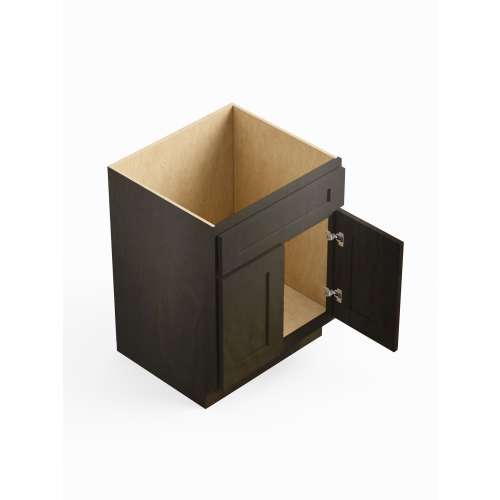 SMVS24-ASM-FR01-SG Framington 24-in x 21-in x 35-in Assembled Remington Double Door Single Drawer Front Vanity Sink Base Cabinet, Smokey Grey