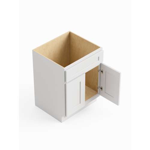 SMVS24-ASM-FR01-WH Framington 24-in x 21-in x 35-in Assembled Remington Double Door Single Drawer Front Vanity Sink Base Cabinet, White