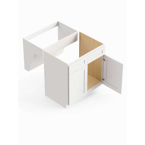 SMVS30-ADA-RTA-FR01-WH Framington 30-in x 21-in x 33-in Ready to Assemble Remington Double Door Double Drawer Front ADA Vanity Sink Base Cabinet, White