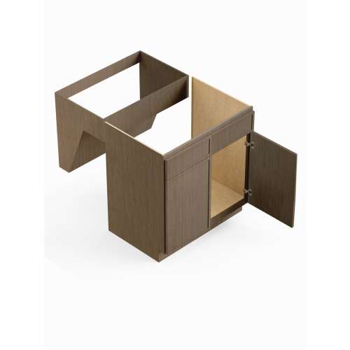 SMVS36-ADA-RTA-FR02-TW Framington 36-in x 21-in x 33-in Ready to Assemble Latitude Double Door Double Drawer Front ADA Vanity Sink Base Cabinet, Tan Wood