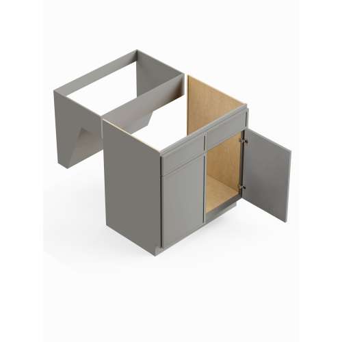 SMVS36-ADA-RTA-FR02-LG Framington 36-in x 21-in x 33-in Ready to Assemble Latitude Double Door Double Drawer Front ADA Vanity Sink Base Cabinet, Light Grey