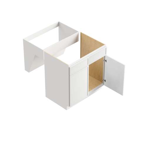 SMVS36-ADA-RTA-FR02-WH Framington 36-in x 21-in x 33-in Ready to Assemble Latitude Double Door Double Drawer Front ADA Vanity Sink Base Cabinet, White