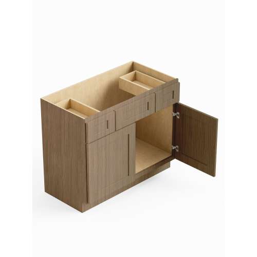 SMVSD42-ASM-FR01-TW Framington 42-in x 21-in x 35-in Assembled Remington Vanity Combo Base Cabinet, Tan Wood