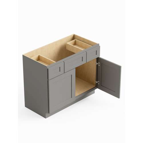 SMVSD42-ASM-FR01-LG Framington 42-in x 21-in x 35-in Assembled Remington Vanity Combo Base Cabinet, Light Grey