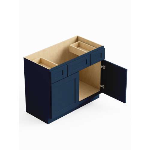 SMVSD42-ASM-FR01-NB Framington 42-in x 21-in x 35-in Assembled Remington Vanity Combo Base Cabinet, Navy Blue