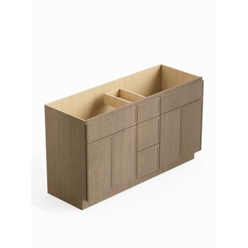 SMVSD60-3D-RTA-FR02-TW Framington 60-in x 21-in x 35-in Ready to Assemble Latitude Vanity Combo Base Cabinet With Center Drawer Stack, Tan Wood