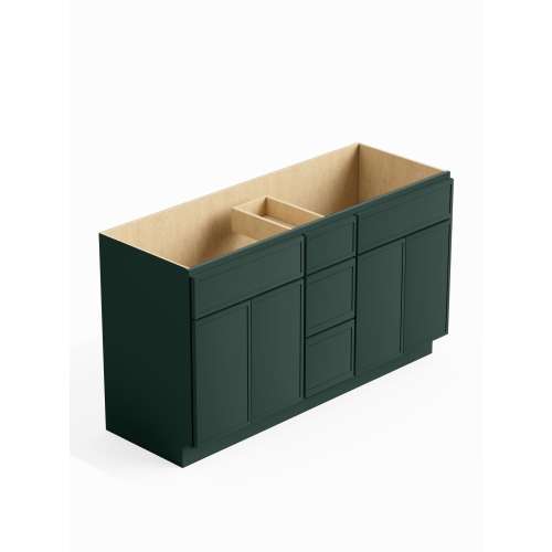 SMVSD60-3D-RTA-FR02-GR Framington 60-in x 21-in x 35-in Ready to Assemble Latitude Vanity Combo Base Cabinet With Center Drawer Stack, Green