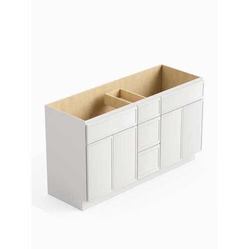 SMVSD60-3D-RTA-FR02-WH Framington 60-in x 21-in x 35-in Ready to Assemble Latitude Vanity Combo Base Cabinet With Center Drawer Stack, White