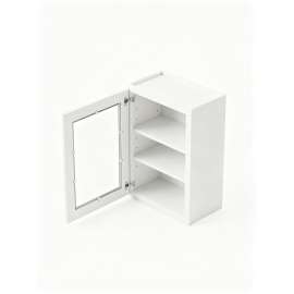 18 in. x 36 in. Assembled Wall Cabinet with Single Left-Hinged Remington Frame Clear Glass Door, White, SMW1836GDL-ASM-FR01-WH-C
