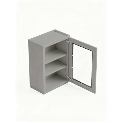 12 in. x 30 in. Assembled Wall Cabinet with Single Right-Hinged Remington Frame Clear Glass Door, Light Grey, SMW1230GDR-ASM-FR01-LG-C