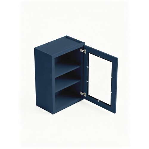 12 in. x 30 in. Assembled Wall Cabinet with Single Right-Hinged Remington Frame Clear Glass Door, Navy Blue, SMW1230GDR-ASM-FR01-NB-C