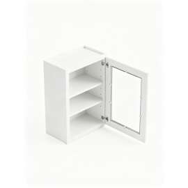 12 in. x 30 in. Assembled Wall Cabinet with Single Right-Hinged Remington Frame Clear Glass Door, White, SMW1230GDR-ASM-FR01-WH-C