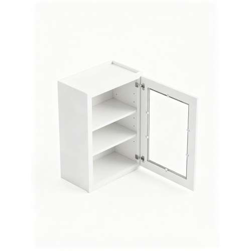 12 in. x 30 in. Assembled Wall Cabinet with Single Right-Hinged Remington Frame Clear Glass Door, White, SMW1230GDR-ASM-FR01-WH-C