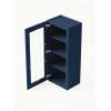 12 in. x 42 in. Assembled Wall Cabinet with Single Left-Hinged Remington Frame Clear Glass Door, Navy Blue, SMW1242GDL-ASM-FR01-NB-C