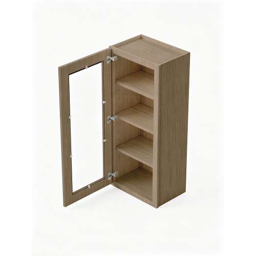 Framington 9 in. x 42 in. Ready to Assemble Wall Cabinet with Single Remington Frame Clear Glass Door, Tan Wood, SMW0942GD-RTA-FR01-TW-C